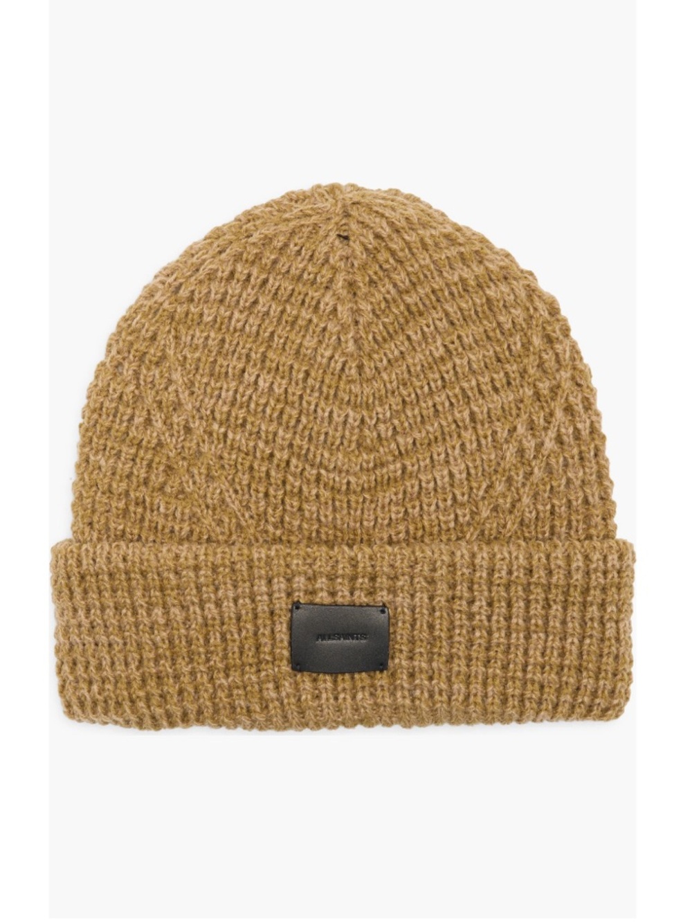 NWT All Saints Angled Stitch Marled Beanie, Khaki